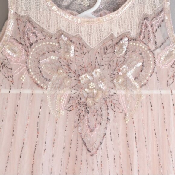 Free People Pink Beaded Lace Tank Top - Boho Chic Whimsy Sheer Fairycore Sz S - Picture 7 of 13